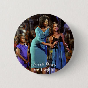 Michelle Obama och döttrar Knapp