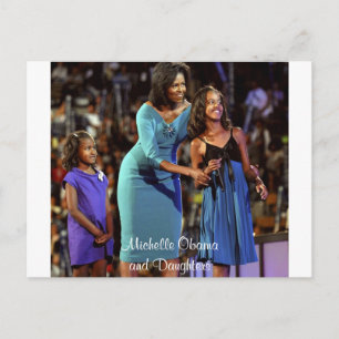 Michelle Obama och döttrar Vykort