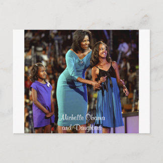 Michelle Obama och döttrar Vykort