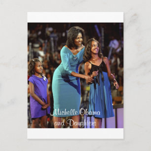 Michelle Obama och döttrar Vykort