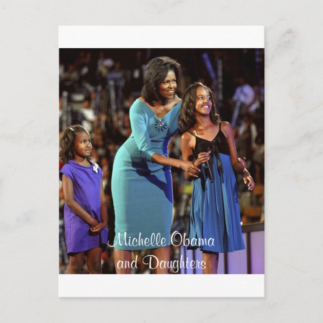 Michelle Obama och döttrar Vykort (Framsida)