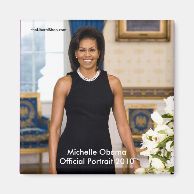 Michelle Obama Officiell Porträtt Square Magnet (Framsidan)