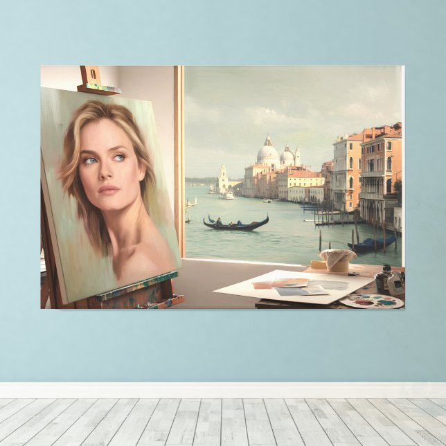 Michelle Pfeiffer Porträtt in Progress - Pastel Canvastryck (Insitu (trägolv))