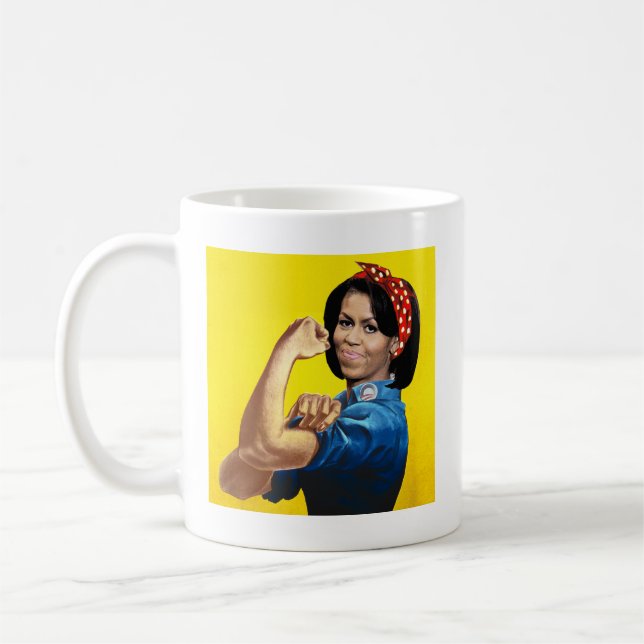 MICHELLE THE RIVETER.png Kaffemugg (Vänster)