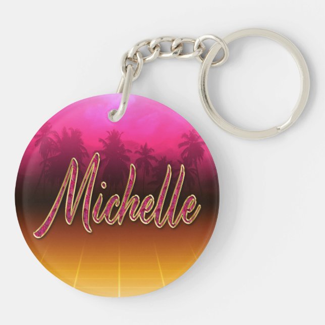 Michelle Vorname Name pink Schlüsselanhänger (Baksidan)