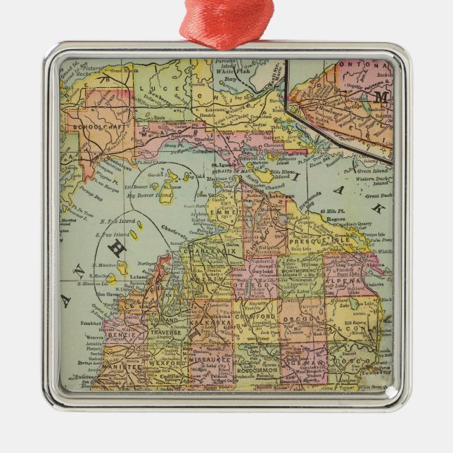 Michigan 3 julgransprydnad metall (Framsidan)