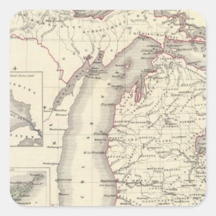 Michigan 5 fyrkantigt klistermärke
