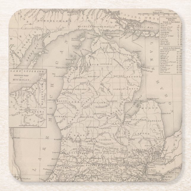 Michigan 9 underlägg papper kvadrat (Framsidan)