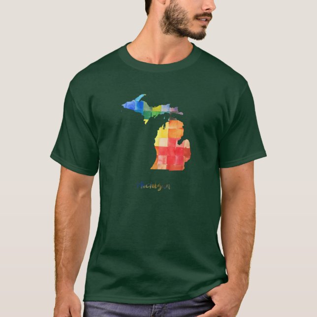 Michigan akvarellkartsmålning t shirt (Framsida)
