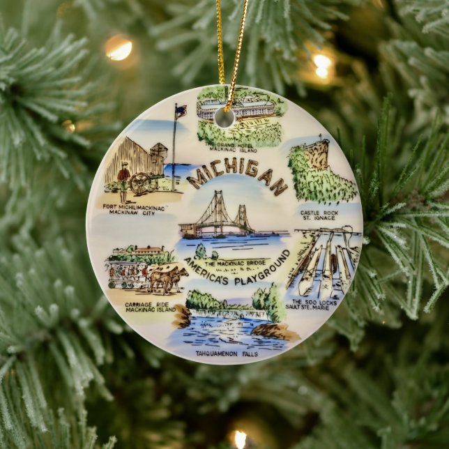 Michigan Amerikas Lekplats Julgransprydnad Keramik (Träd)
