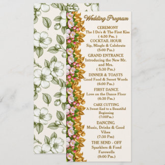 Michigan Apple Blossom Bröllopsprogramkort Program