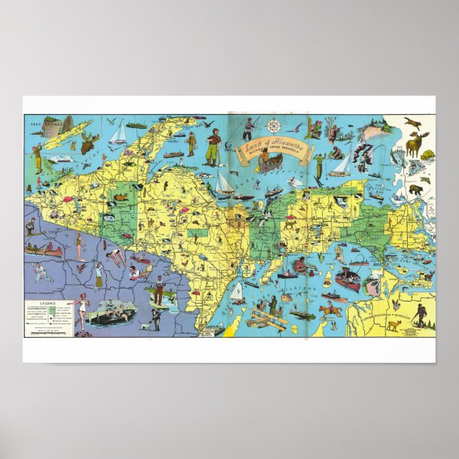 Michigan Area 1935 Pictorial Map Poster (Framsidan)