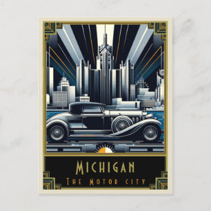 Michigan Art Deco Vykort