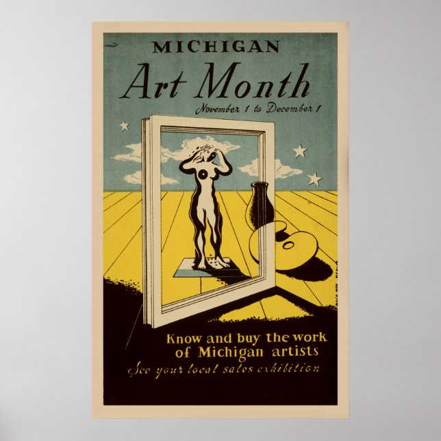 Michigan Art Month American Vintage WPA Poster (Framsidan)
