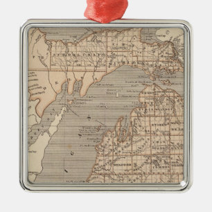 Michigan Atlas Karta Julgransprydnad Metall
