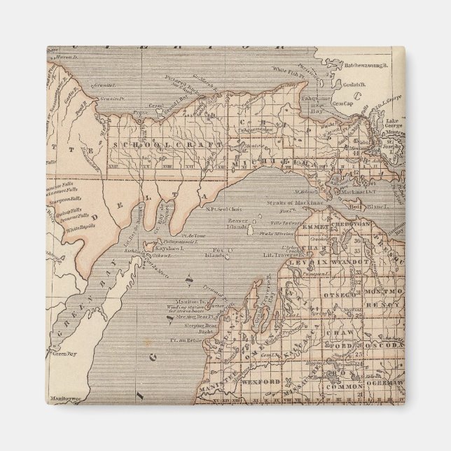 Michigan Atlas Karta Magnet (Framsidan)