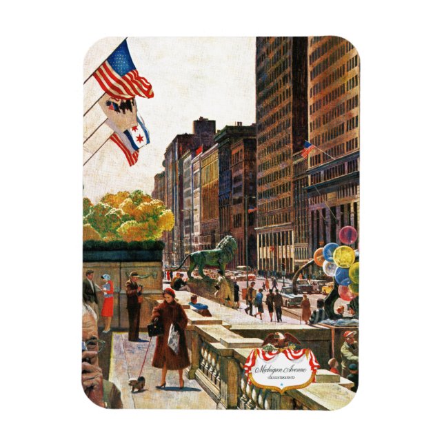 Michigan Avenue, Chicago av John Falter Magnet (Vertikal)