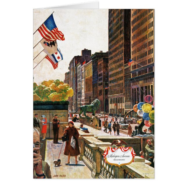 Michigan Avenue, Chicago av John Falter OBS Kort (Framsidan)