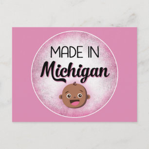 Michigan Baby Funny Rosa African American Black Vykort