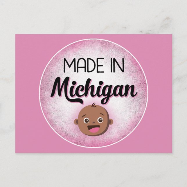Michigan Baby Funny Rosa African American Black Vykort (Framsida)