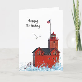 Michigan Big Red Lighthouse Birthday Kort