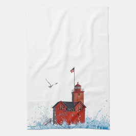 Michigan Big Red Lighthouse Kökshandduk
