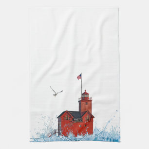 Michigan Big Red Lighthouse Kökshandduk