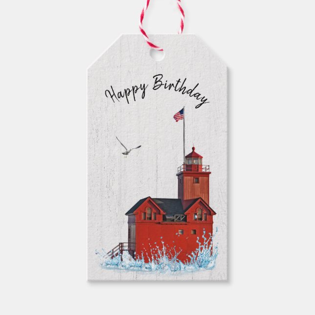 Michigan Big Red Lighthouse  Presentetikett (Framsidan)