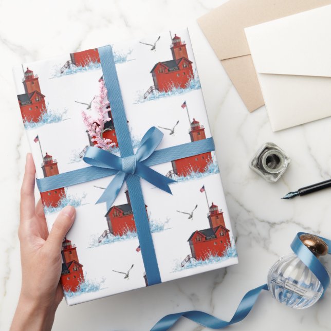 Michigan Big Red Lighthouse Presentpapper (Gifting)