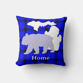 Michigan Björn Hem i Buffalo Plaid Kudde