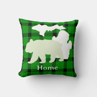 Michigan Björn Hem i Buffalo Plaid Kudde