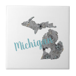 Michigan Blommigt Filled Silhouette Kakelplatta