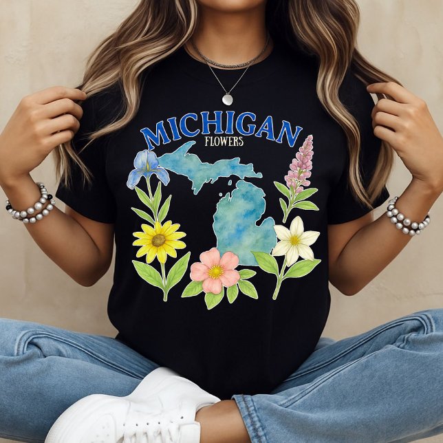 Michigan Blommor T-Shirt Blommönster (Michigan Flowers Tee)