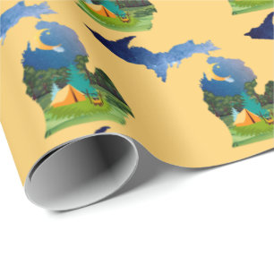 Michigan Camping Äventyr Inpackningspapper Presentpapper