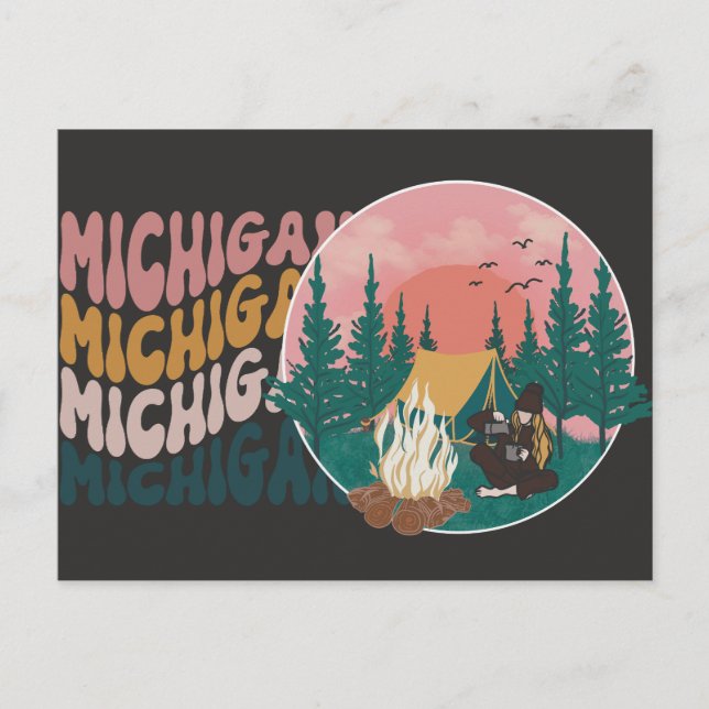 Michigan Camping Äventyr vykort (Framsida)