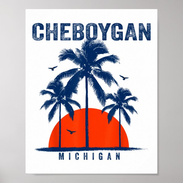 Michigan Cheboygan Ocean Surfing Surfbräda  Poster (Framsidan)