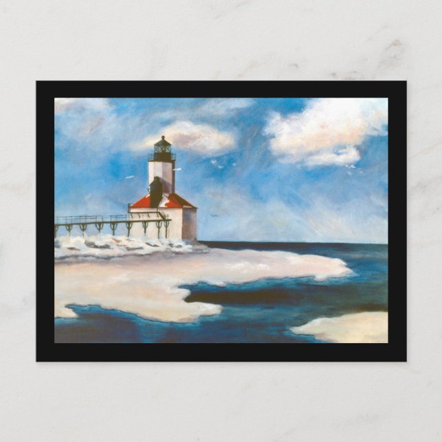 Michigan City Light Postcard Vykort (Framsida)