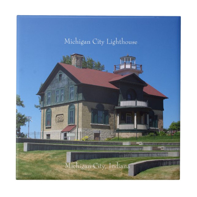 Michigan City Lighthouse-panel Kakelplatta (Framsidan)