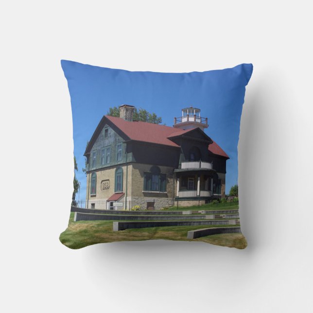 Michigan City Lighthouse Pillow Kudde (Framsida)
