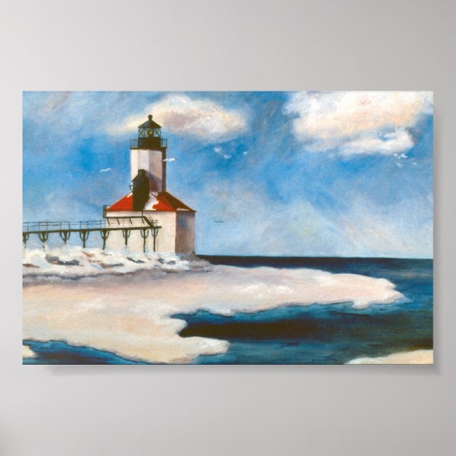 Michigan City Lighthouse Poster (Framsidan)