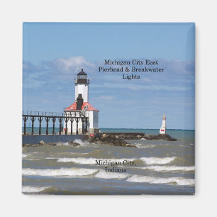 Michigan City Öster Pier & Bkw Ljus magnet