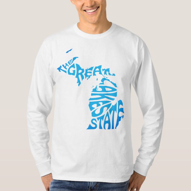 Michigan, den Underbara staten Sjöar, blå T-Shirt (Framsida)