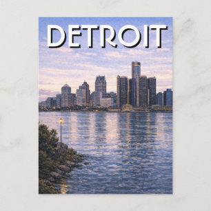Michigan Detroit Stadssiluett Resa Vykort
