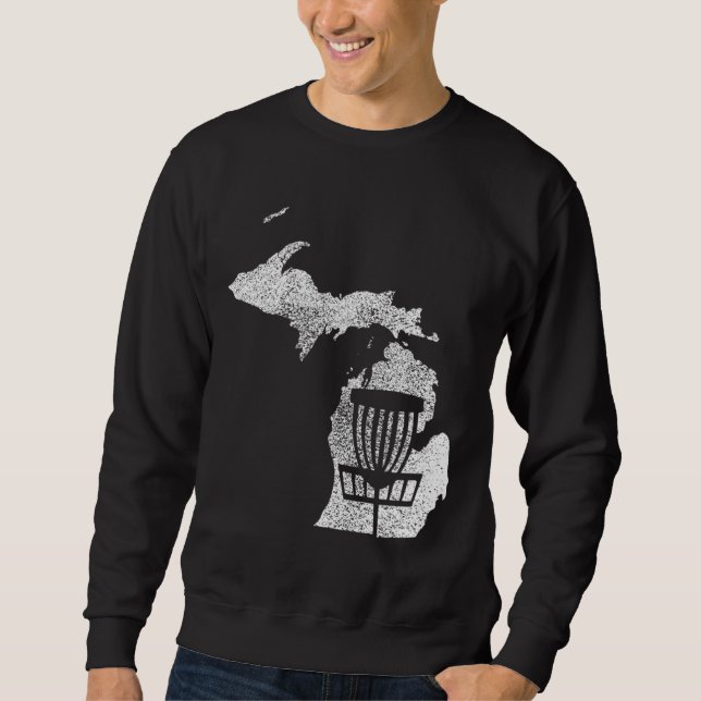 Michigan Disk Golf State med Basket Distress Gr Lång Ärmad Tröja (Framsida)