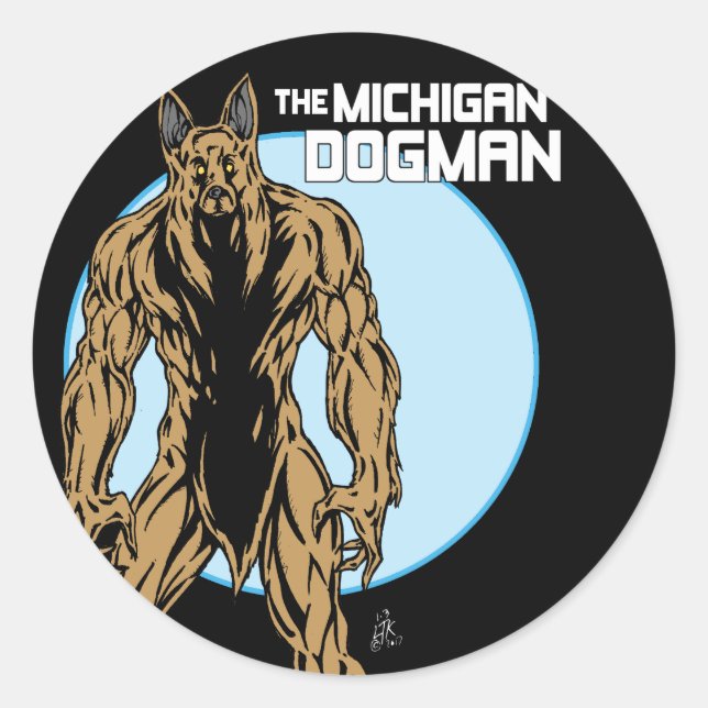 Michigan Dogman Runt Klistermärke (Framsida)