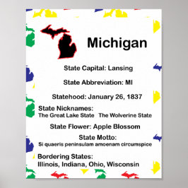 Michigan Education Fact US State Poster