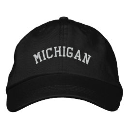 Michigan Embroiderade justerbar kap svart Broderad Keps