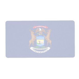 Michigan Faint Flagga Shipping Label Fraktsedel