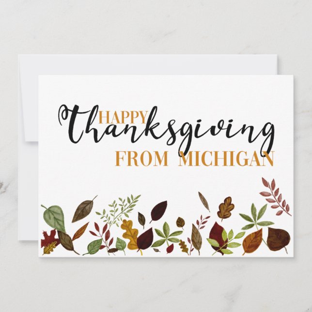 Michigan Fall Foliage Thanksgiving Card Julkort (Framsida)