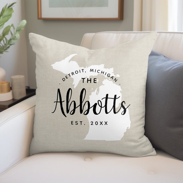 Michigan Family Monogram State Throw Pillow Kudde (Skapare uppladdad)